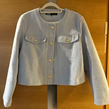 ZARA 스카이블루 자켓 골드 버튼 L 사이즈