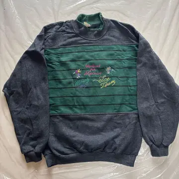 스트라이프 자수 디자인 스웨트 셔츠