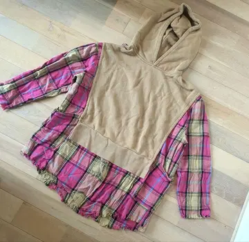 로데오 크라운 후드 부착 체크 무늬 후드티