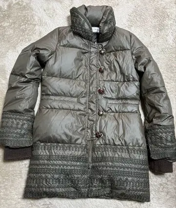 올리브 그린 더플 코트 스타일 다운 자켓 M