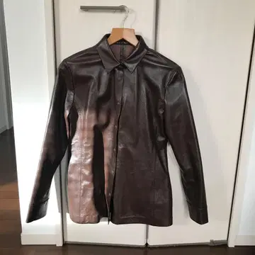 새상품 Whim Gazette 다크 브라운 가죽 셔츠 자켓