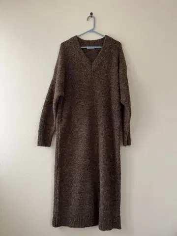 FREAK'S STORE 브라운 V넥 롱 니트 원피스