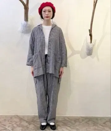 [ 미사용 ] 네스트로브 코튼 린넨 암젠 체크 이지 팬츠