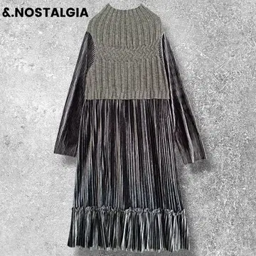 새상품급 &.NOSTALGIA 노스탤지어 롱 원피스 플리츠 니트