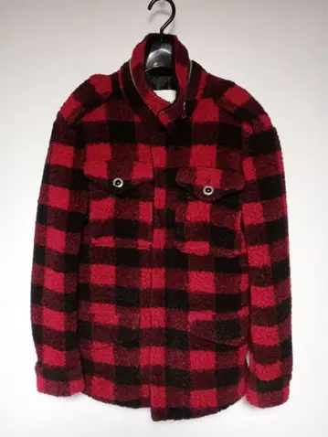 FRONT STREET 8 빨검 체크 무늬 자켓 코트