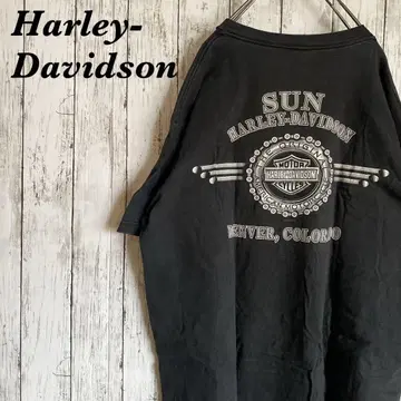 [레어] 할리데이비슨 반팔 티셔츠 양면 프린트 블랙 XL 구제 의류
