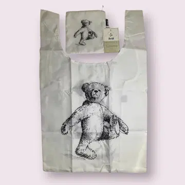 새상품 레어 슈타이프 쇼핑 백 테디베어 화이트 컬러 수납 봉투 포함