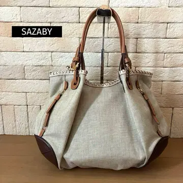 SAZABY 천연 가죽 핸들 토트백