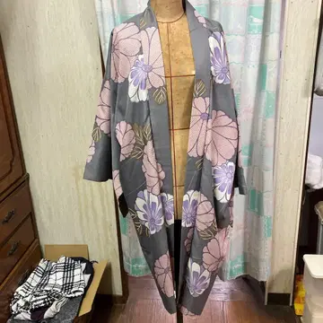 꽃무늬 그레이 계열 롱 겉옷