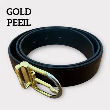 골드 파일 가죽 벨트 브라운