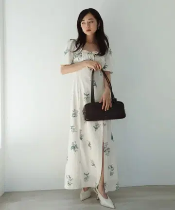 eimy istoire 보타니컬 플라워 하프 슬리브 원피스