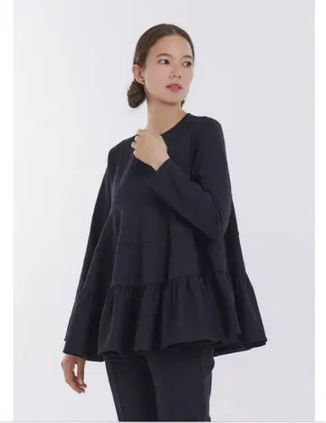 YORI 누쿠누쿠 티어드 프릴 블라우스 36