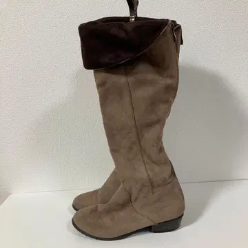 에스페란자 브라운 스웨이드 롱 부츠 M 바이컬러 접이식 디자인