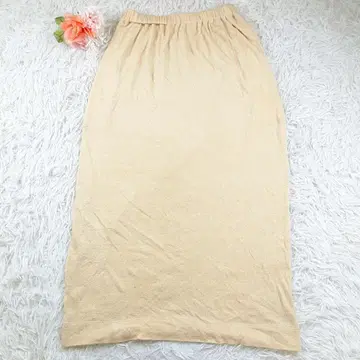 미사용 보관품 요건 레일 롱 스커트 크림 담황색 택 포함 80s