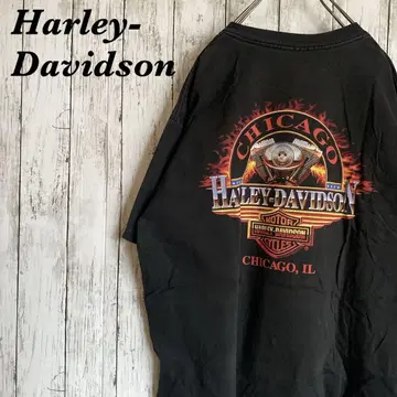 [레어] 할리데이비슨 반팔 티셔츠 양면 프린트 블랙 XL 구제 의류
