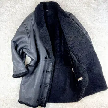 안드레 루치아노 리얼 무스탕 코트 보아 안감 더블 블랙 XL 상당