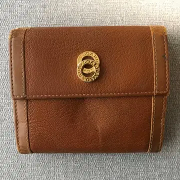 불가리 브라운 가죽 접이식 지갑