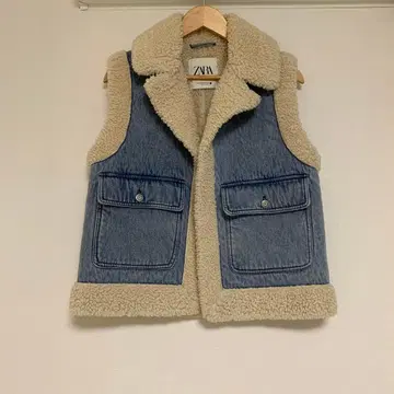 ZARA 데님 보아 베스트 XS