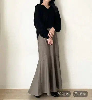 mysty woman 글렌체크 체크 머메이드 스커트 롱