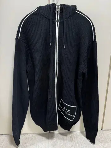 ARMANI EXCHANGE 리브 니트 지퍼 후드티