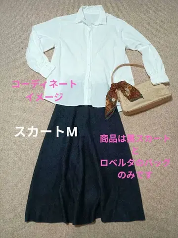 블랙 플레어 스커트 허리 전체 밴딩 따뜻한 스커트 로베르타의 백과 세트