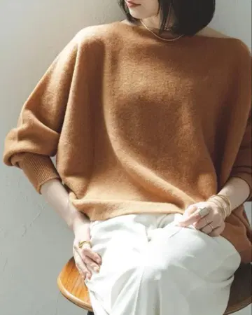 noble 파인 울 돌먼 풀오버 카멜