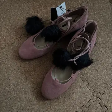 새상품 ZARA 스웨이드 펌프스 레이스업 슈즈 천연 가죽 리얼 가죽