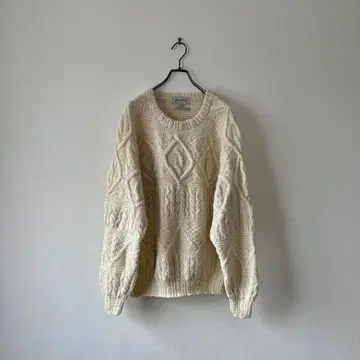 빈티지 핸드메이드 피셔맨 니트 아란 니트 케이블 짜임 L