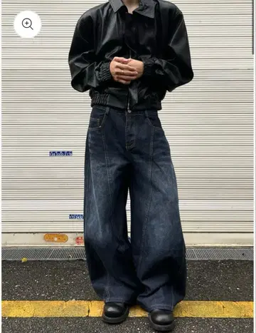 TakuTaku 자수 레터 데님 팬츠 벌룬 데님 빈티지 구제 의류