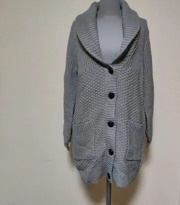 그레이 니트 가디건 숄카라