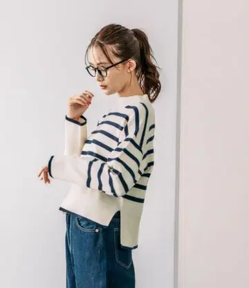 [ 새상품 미사용 ] 글로벌 워크 멜티 소매 버튼 스탠드 풀오버 L