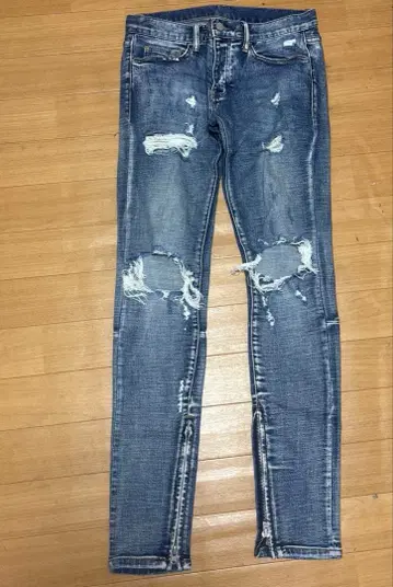 데미지 데님 밑단 척