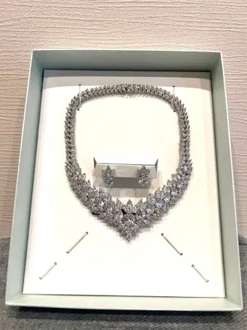 크리스탈 목걸이 귀찌 세트