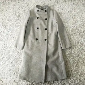 언타이틀 더블 브레스트 롱 코트 울 그레이