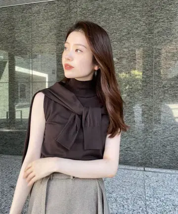 anuans 골드 버튼 베이직 가디건 / 터틀 슬리브리스 니트탑