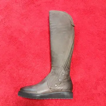 초 롱한 부츠 브라운 리얼 가죽 롱 부츠 천연 가죽