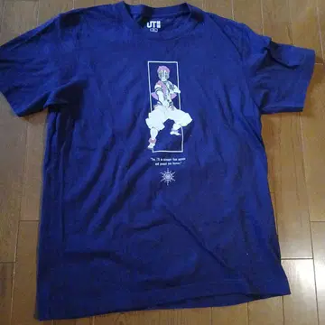 유니클로 귀멸의 칼날 아카자 T셔츠 S 네이비