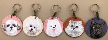 초특가 정품 택 포함 새상품 EMJOUR 자수 키링 고양이와 개 5set