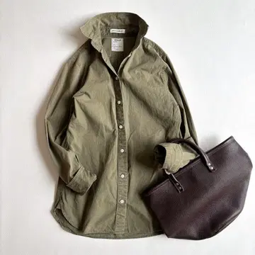 매디슨 블루*하이 칼라 마담 워시드 아웃 셔츠 카키 02