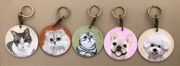 초특가 정품 택 포함 새상품 EMJOUR 자수 키링 고양이와 개 5set