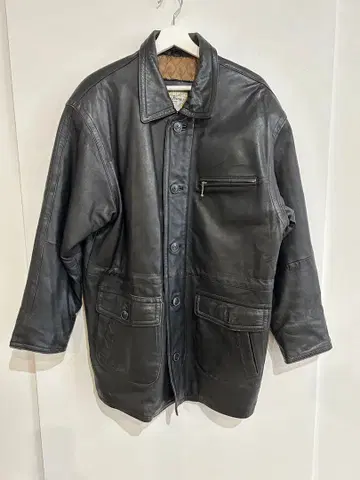 구제 블랙 가죽 오버사이즈 자켓