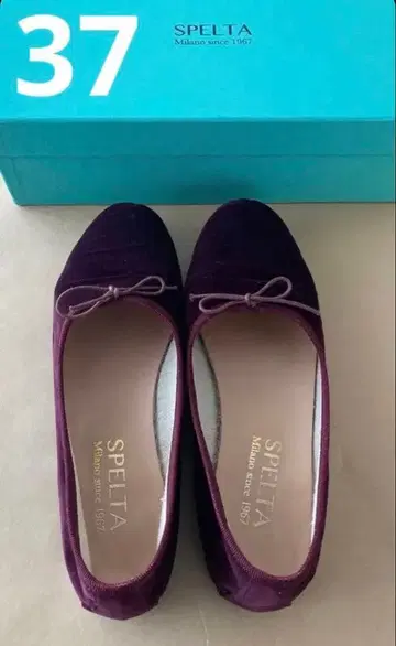 SPELTA 벨벳 발레 슈즈 플랫슈즈 37 보르도