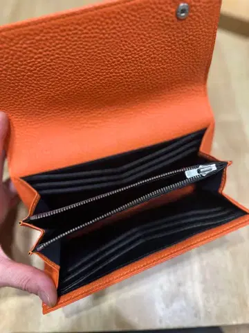 빈티지 리바이벌 프로덕션 천연 가죽 장지갑 미사용 새상품 오렌지