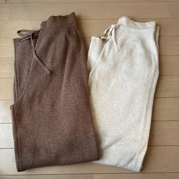 유니클로 워셔블 니트 리브 팬츠 L 2종 세트