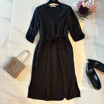 새상품급 리나시멘토 컷 원피스 블랙 S 7부 소매