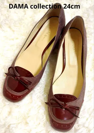 [ 새상품급 ] DAMA 펌프스 브라운/와인 레드 24cm