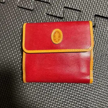 가죽 빨간색 이단 접이식 지갑