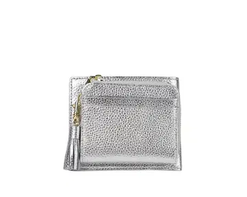 LIZDAYS 소가죽 가죽 컴팩트 지갑 실버