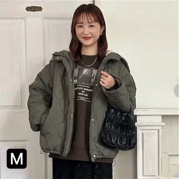 시마무라 omi 후드 보아 퀼트 블루종 카키/M/택 포함 미사용 새상품