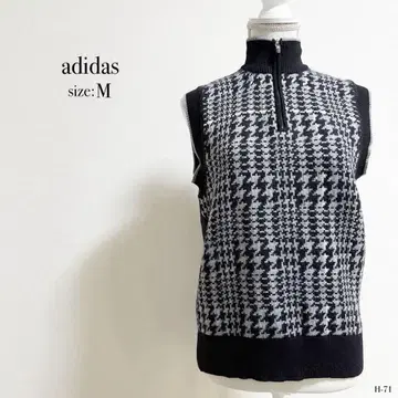 adidas 니트 베스트 슬리브리스 골프 하운드투스 체크 패턴 M 사이즈